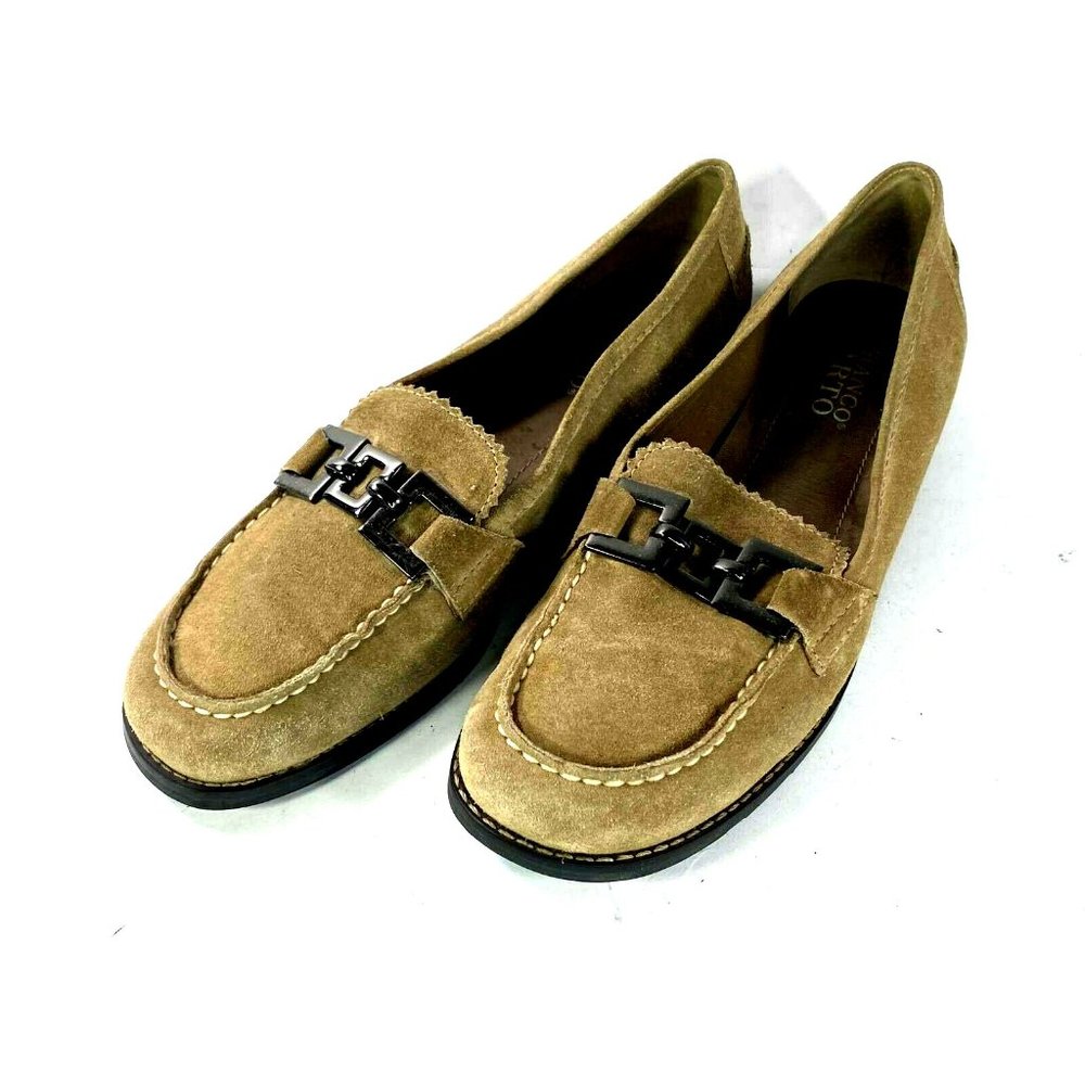 Franco Sarto Womens Loafer Flat Shoes Brown Leather Moc Toe Slip On Horse Bit 8M